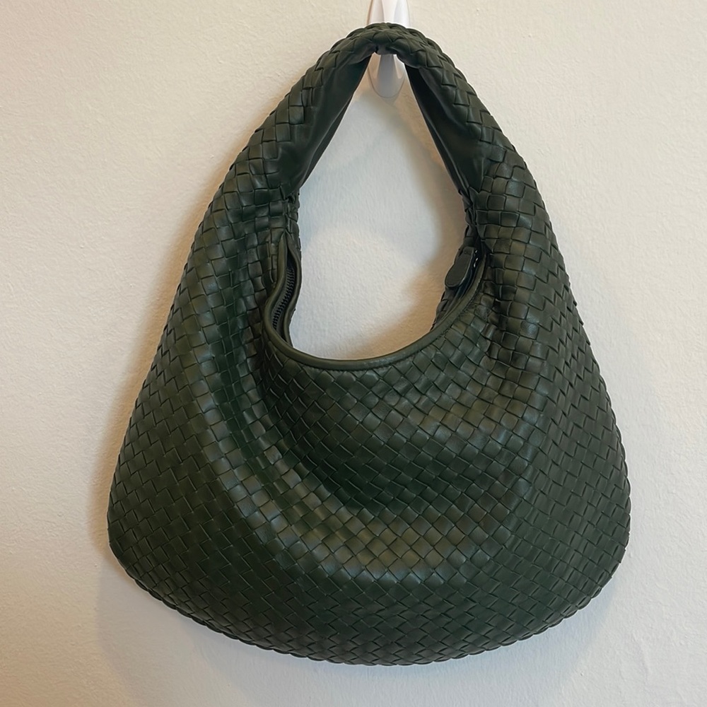 Bottega Veneta Intrecciato Leather Small Green Napa Hobo Bag via TheRealReal